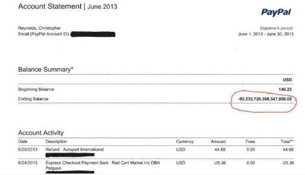 Paypal credita us$ 92 quatrilhões em conta por engano Reprodução cnn