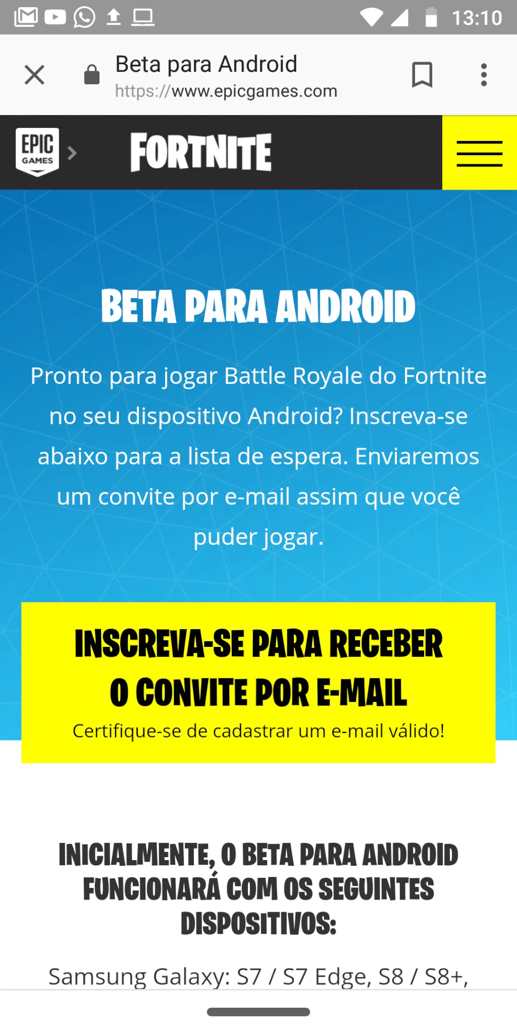 Tutorial: saiba como baixar o beta de fortnite para android Tutorial: saiba como baixar o beta de fortnite para android. A epic games avisou com antecedência que o fortnite não seria lançado na loja de aplicativos do android. Mas, isso não é motivo para ter pânico, já que fizemos um tutorial de instalação do game.