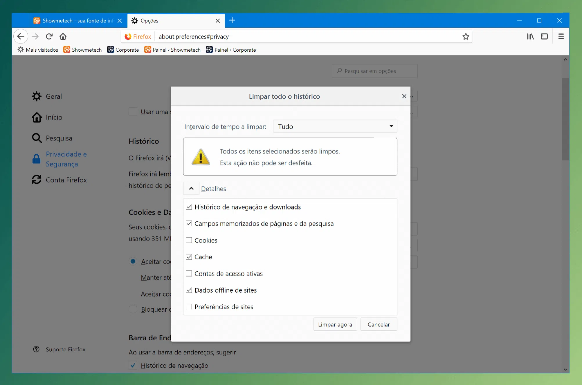 Limpeza do browser: aprenda a limpar a cache e histórico do navegador Limpeza do browser: aprenda a limpar a cache e histórico do navegador. Seu browser está um pouco lento e demora muito para carregar as páginas? Fazer uma limpeza da memória cache pode ser a solução