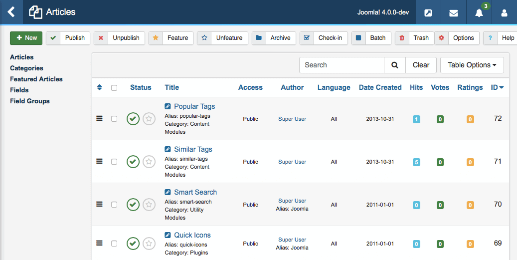 Pelajari cara membuat situs web, blog, atau e-niaga Layar beranda platform pembuat situs web joomla