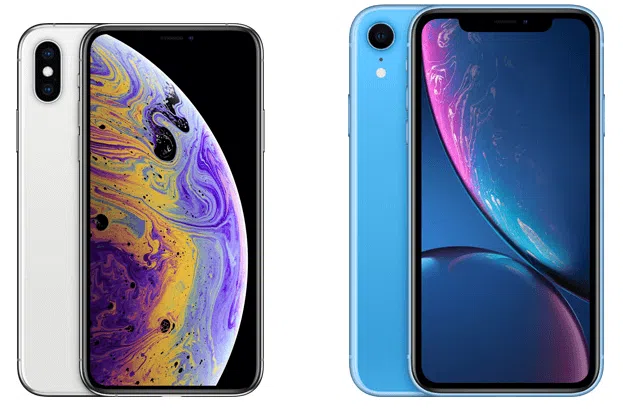 Iphone xr vs. Iphone xs: qual deles possui a melhor câmera? Da esquerda para a direita: iphone xs e xr em um fundo branco
