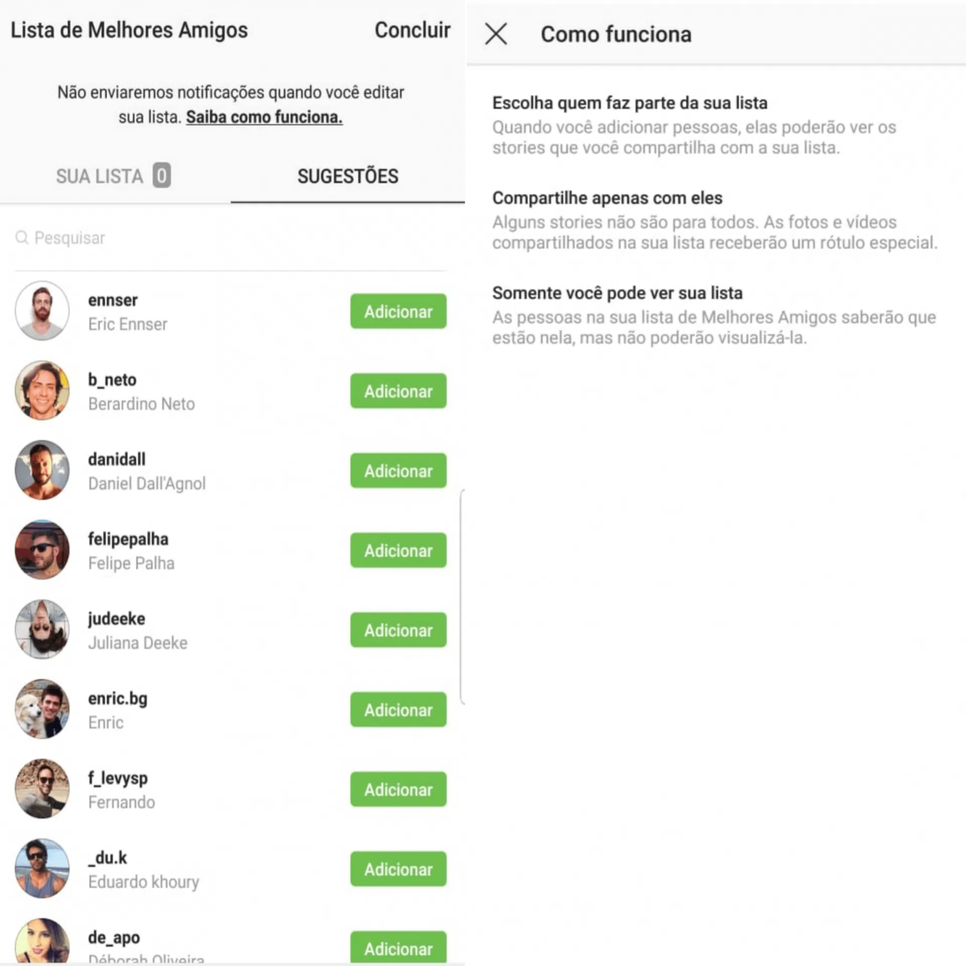 Tutorial: como criar sua lista de melhores amigos no instagram stories Foto explicativa de como selecionar lista privada para amigos visualizarem instagram stories