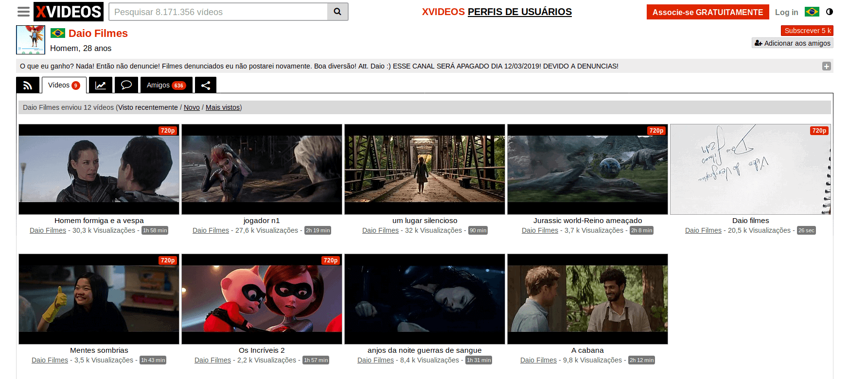 Filmes e séries estão sendo disponibilizados de forma ilegal no xvideos Filmes no xvideos