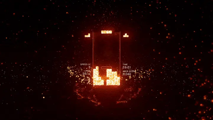 35 anos de tetris: um clássico inesquecível em nossos corações A foto animada mostra uma gameplay de tetris effect, um lançamento exclusivo do playstation 4.