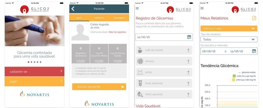 Glico 2 é um aplicativo desenvolvido pela novartis para apoiar médicos e pacientes no tratamento e controle do diabetes.