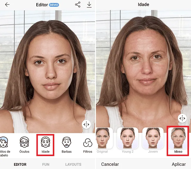 Faceapp: app que envelhece rosto dos usuários vira febre; saiba como baixar Usando o aplicativo para aplicar o filtro da velhice