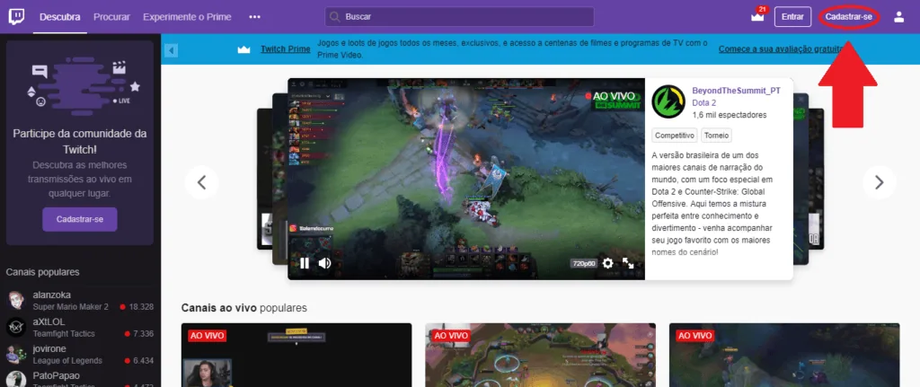 Como começar a fazer stream e criar o seu canal na twitch Tutorial para criar conta na twitch