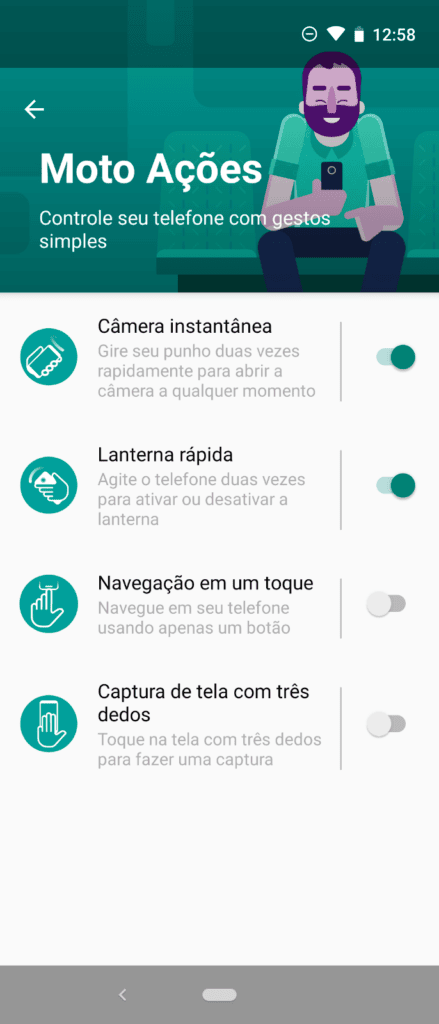 Motorola one vision e one action: 30 dicas e truques para aproveitar ao máximo esses smartphones Print da tela com 3 dedos