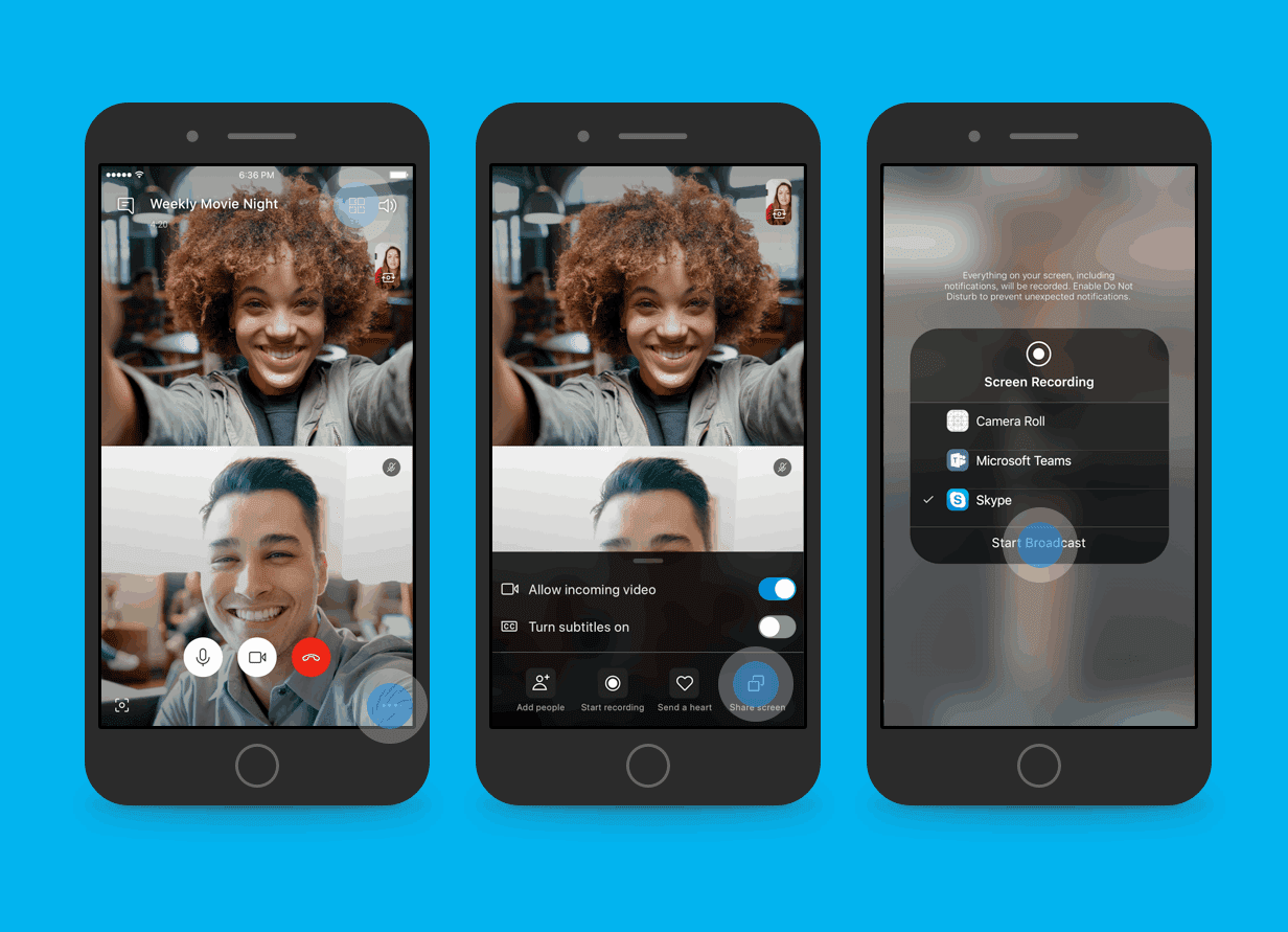تقدم معاينة Skype مشاركة الشاشة على الهاتف المحمول