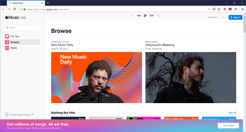Apple Music mendapatkan versi web web musik apel beta