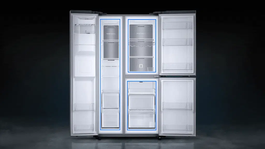Refrigeradores side by side rs65 da samsung chegam ao brasil; conheça os modelos Construção metal cooling da side by side rs65