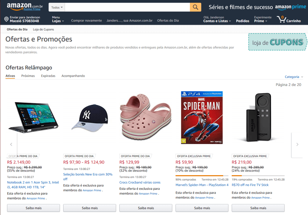 Amazon tem ofertas exclusivas e antecipadas a clientes prime