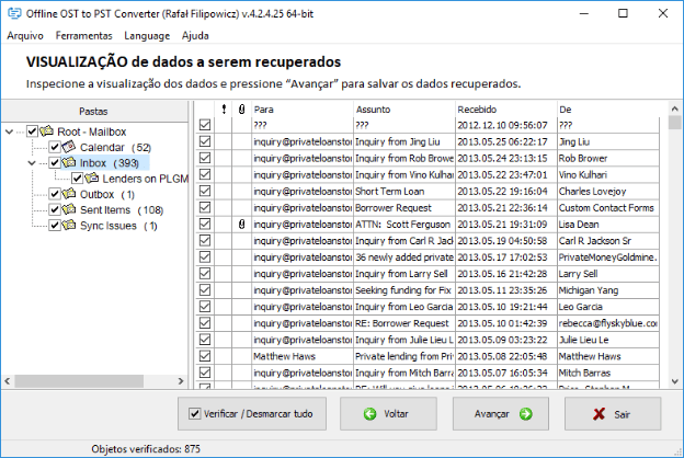 Como converter um arquivo ost do outlook em pst Após o download, esta com os dados deve aparecer