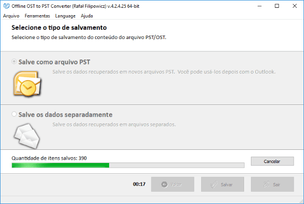 Como converter um arquivo ost do outlook em pst Conclua o salvamento