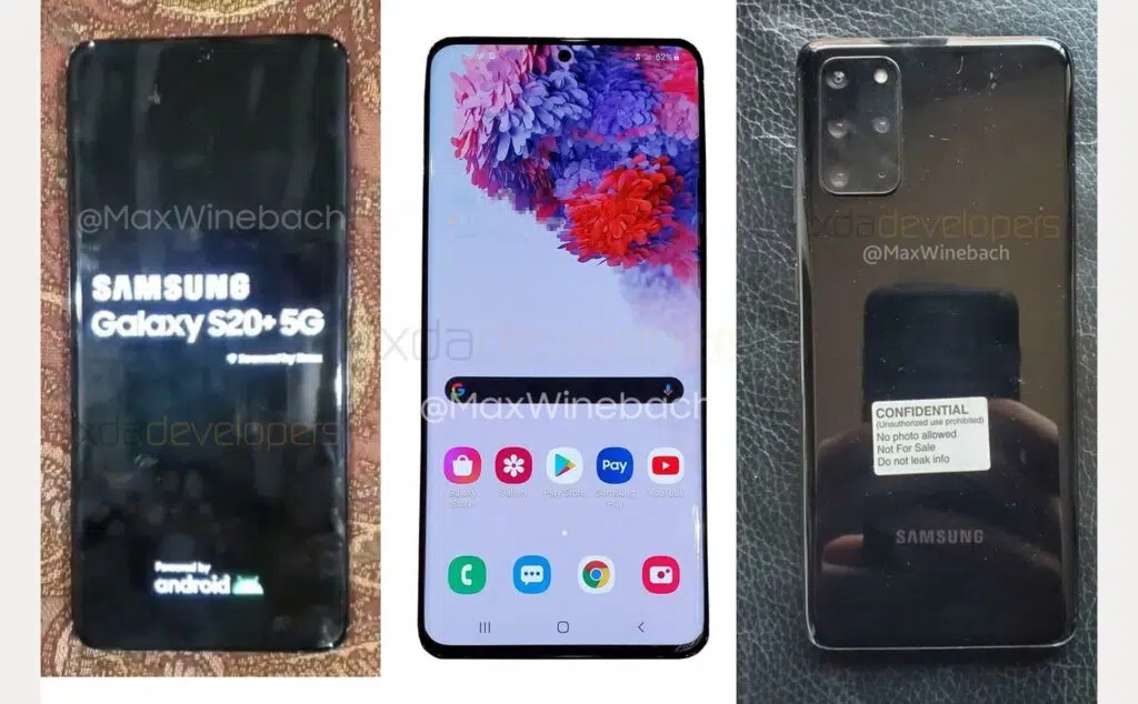 Galaxy s20: vazam imagens reais que confirmam design e nome do smartphone Tela de inicialização identifica o nome do aparelho (samsung galaxy s20+ 5g) e o sistema operacional android (que deve ser o 10, aponta os rumores)