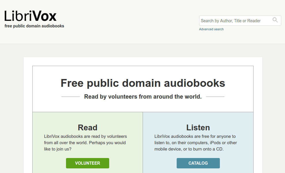 Os melhores sites gratuitos para baixar e ouvir audiobooks O librivox encoraja seus usuários a contribuírem para o acervo gravando audiobooks