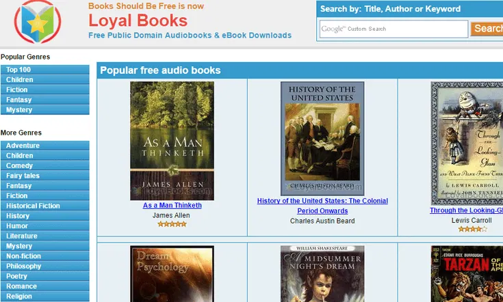 Os melhores sites gratuitos para baixar e ouvir audiobooks O loyal books posui uma biblioteca variada de audiobooks