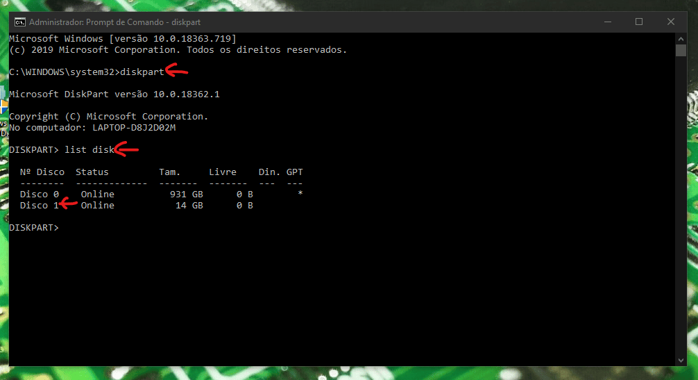 Aprenda 3 métodos para criar disco de instalação do windows 10 Comandos na tela do prompt de comando