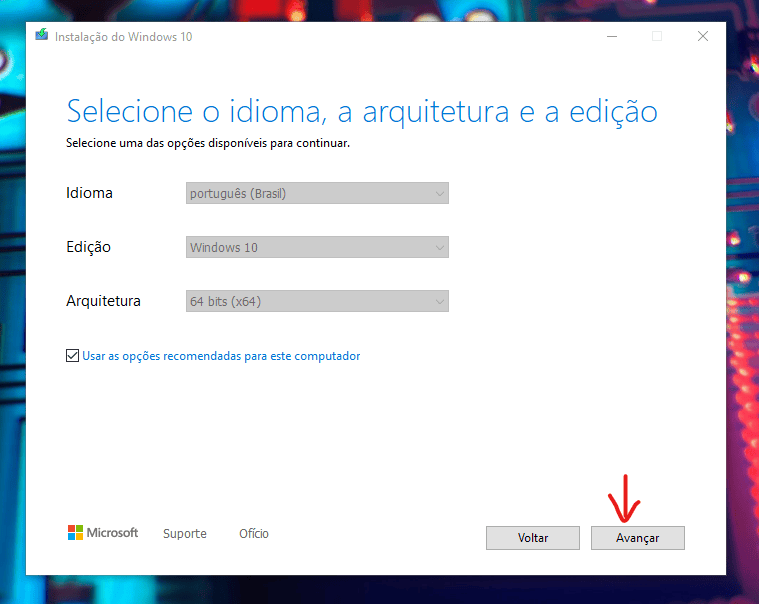 Aprenda 3 métodos para criar disco de instalação do windows 10 Janela com seleção das configurações do windows 10