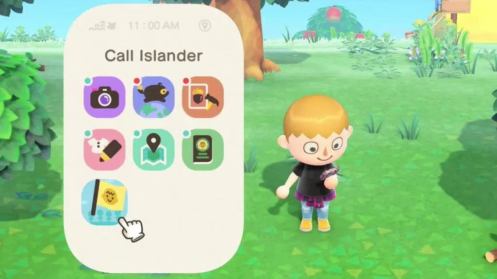 Review: animal crossing new horizons é um convite para relaxar e se divertir Personagem observando os diferentes apps no nook phone