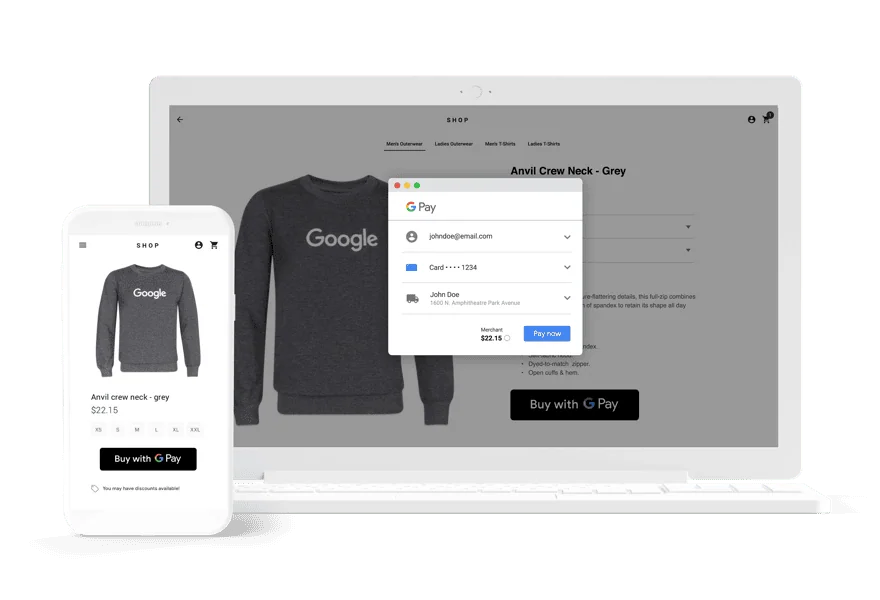 Confira como adicionar um cartão de crédito no google pay Moletom sendo comprado na internet usando o google pay