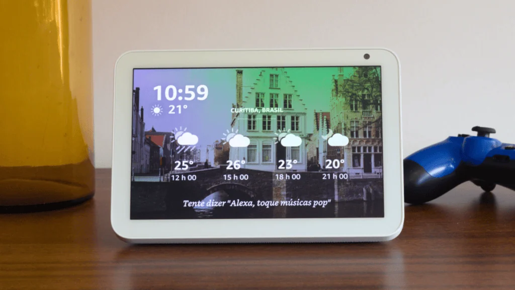 Review: amazon echo show 8 é uma tela inteligente com ótima qualidade de som Face frontal amazon echo show 8