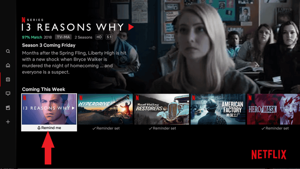 Netflix: 12 consigli per sfruttare al meglio la piattaforma Smart TV che mostra un richiamo alla serie 13 motivi per cui in alto e, sotto, 5 foto disposte orizzontalmente su altre attrazioni.