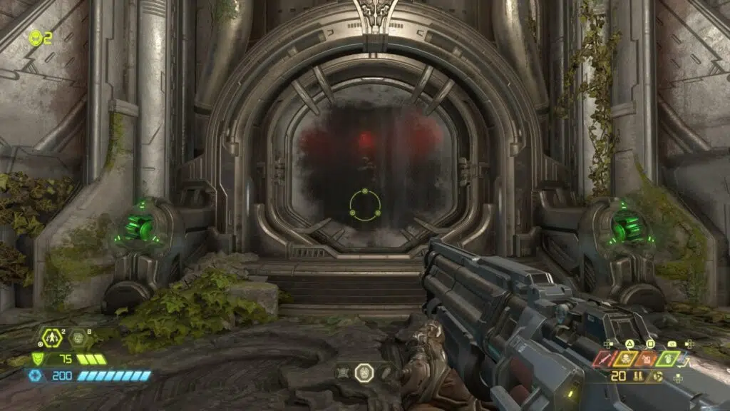 Doom eternal: guia de troféus e conquistas Imagem que mostra os locais para usar as baterias.