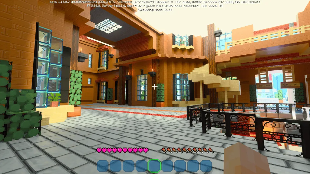 Review: minecraft rtx (pc) é uma fantástica experiência visual Sala iluminada em minecraft rtx