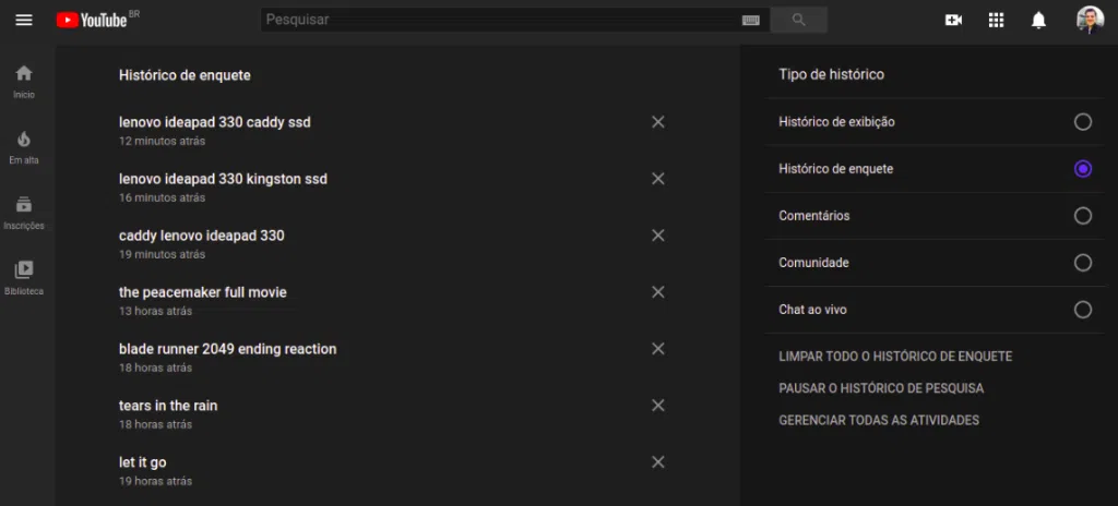 Como limpar seu histórico do youtube Outras opções de limpeza de dados do youtube