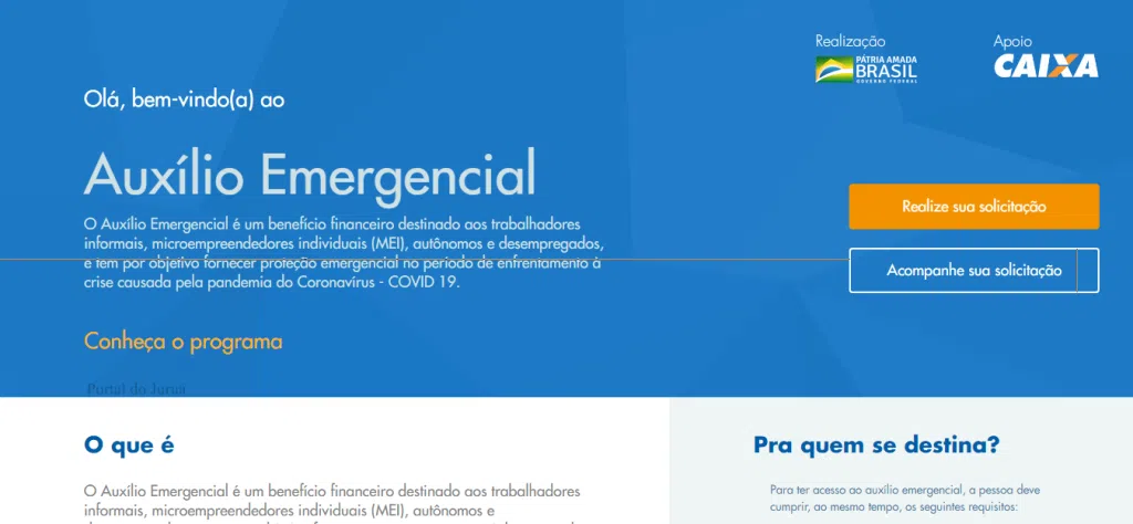 Como baixar e usar o app de auxílio emergêncial da caixa econômica federal Tela do site auxílio emergencial da caixa