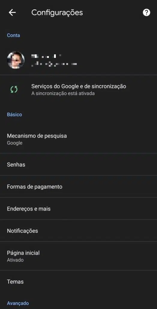 Aprenda a usar o gerenciador de senhas do google no celular e pc Tela de configurações do app do chrome