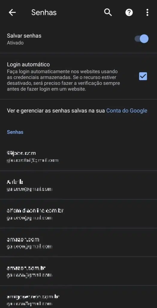Aprenda a usar o gerenciador de senhas do google no celular e pc Tela de gerenciamento de senhas