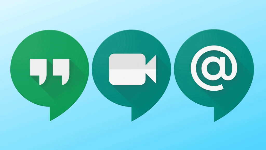 Google confirma o fim da marca hangouts meet e app passa a se chamar google meet Logos dos serviços do hangouts (google meet)