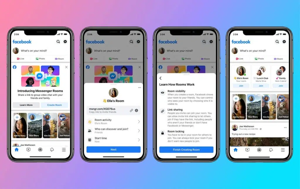 Facebook messenger ganha funções do zoom e videochamada com 50 pessoas Telas do messenger rooms