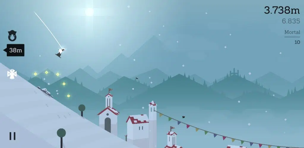 Testamos e recomendamos os melhores jogos grátis de android da década Alto's adventure no bioma de neve, em perseguição. Pontuação de 3,738 metros