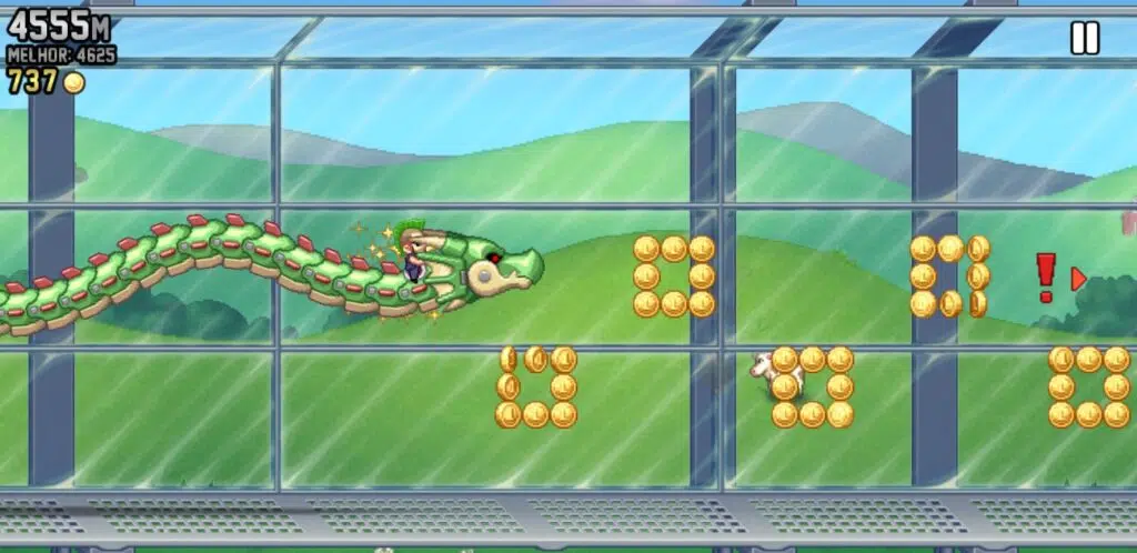 Testamos e recomendamos os melhores jogos grátis de android da década Jetpack joyride barry voando com o veículo de dragão