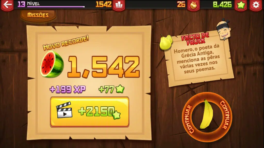 Testamos e recomendamos os melhores jogos grátis de android da década Fruit ninja tela de recorde, final de modo arcade
