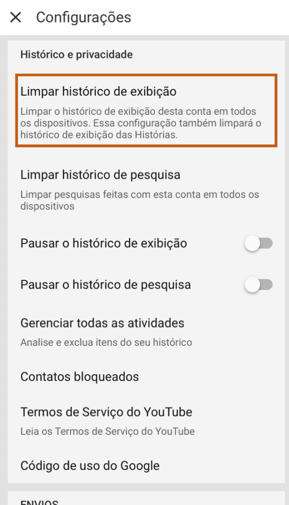 Aprenda a limpar histórico de vídeos assistidos e pesquisa do youtube Deletando seu histórico