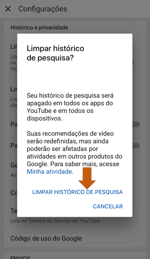 Aprenda a limpar histórico de vídeos assistidos e pesquisa do youtube Apagando pesquisa