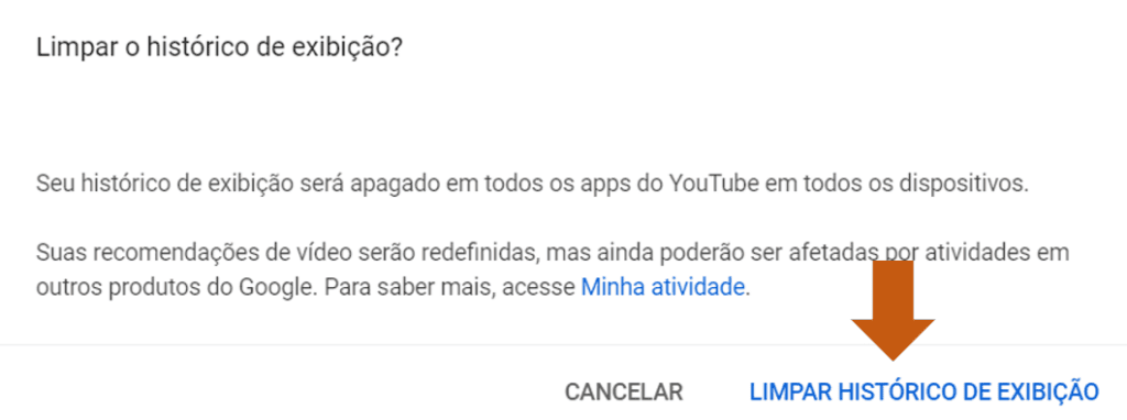 Aprenda a limpar histórico de vídeos assistidos e pesquisa do youtube Passo final para limpar o histórico
