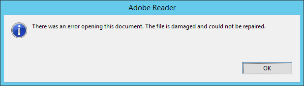 Adobe reader pop up de erro ao abrir documento
