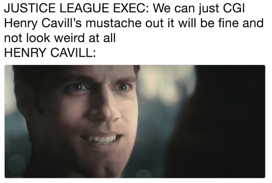"snyder cut" de liga da justiça será lançado em 2021 com exclusividade no hbo max Henry cavill bigode meme