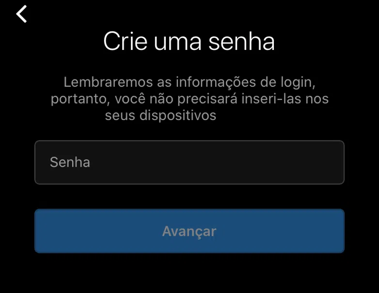 Como criar e adicionar uma segunda conta do instagram no smartphone Criando senha