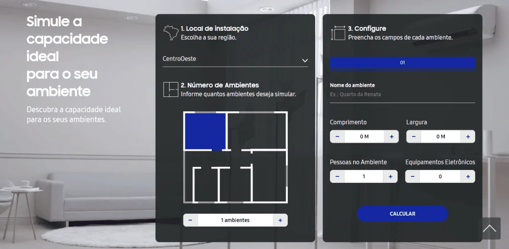 Il nuovo sito Web di Samsung ti insegna come scegliere il tuo condizionatore d'aria calcolatore della piattaforma di aria condizionata samsung