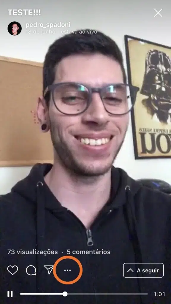 Como salvar uma live do instagram (sua ou de outro perfil) Tela do instagram para salvar lives