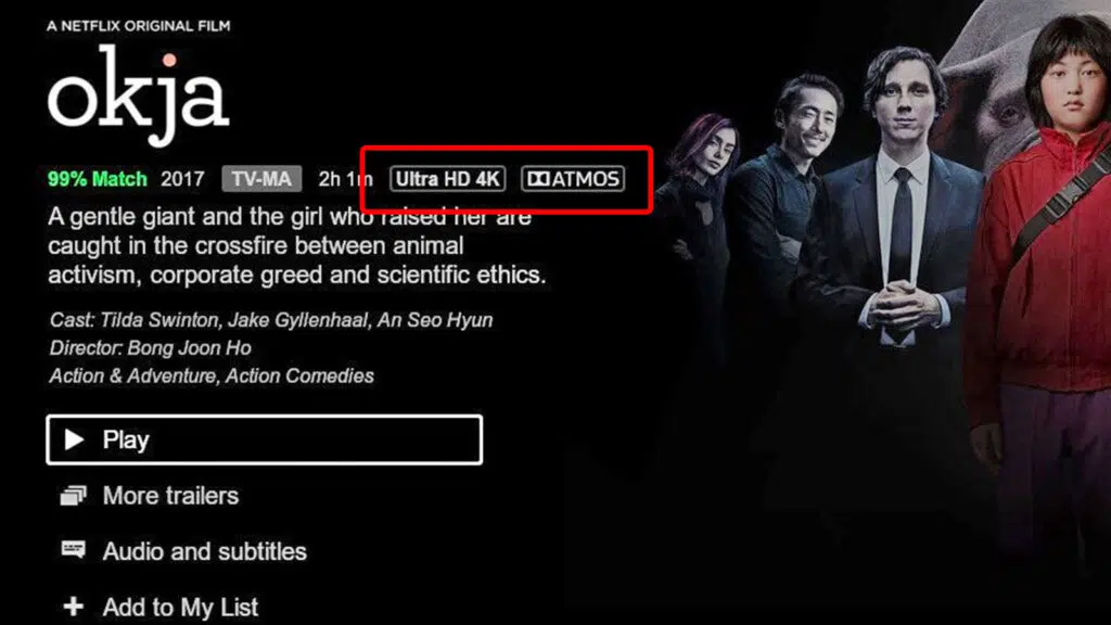 O que é o dolby atmos Okja no catálogo netflix com detalhe para dolbyatmos