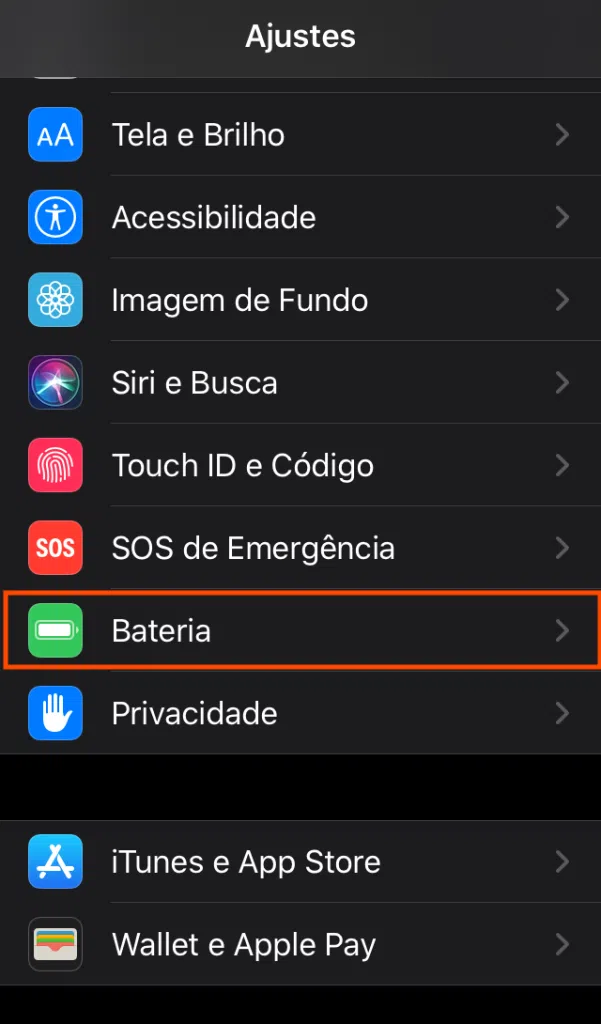 Verifique a saúde da bateria do iphone, conferindo os ciclos de carga .