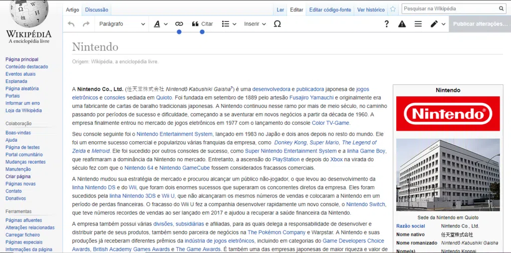 Como criar um artigo e escrever para a wikipedia Página da wikipedia para edição