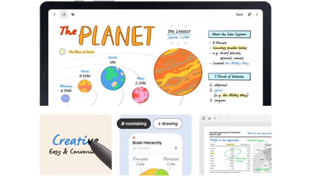 Novo samsung galaxy tab s6 lite traz caneta s pen e realidade aumentada Painel de anotações feitas no pessoa fazendo anotação no samsung galaxy tab s6 lite